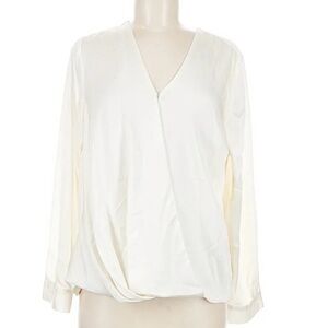 New Women’s Vince Camuto Medium Ivory Wrap Long Sleeve Blouse